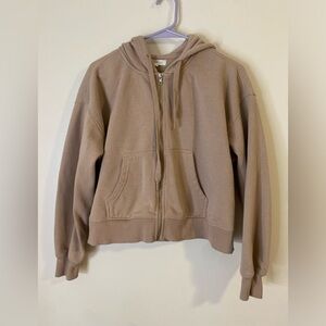 Ultra flirt Tan Zip-Up cropped Hoodie size large